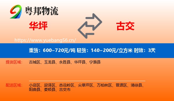 华坪到古交市物流专线名片