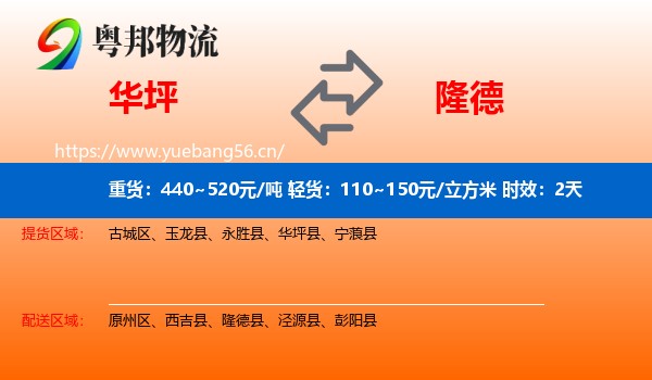 华坪到隆德县物流专线名片