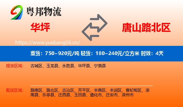 华坪到路北区物流专线名片