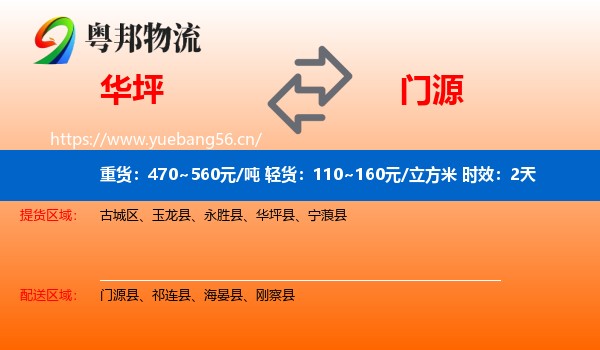 华坪到门源县物流专线名片