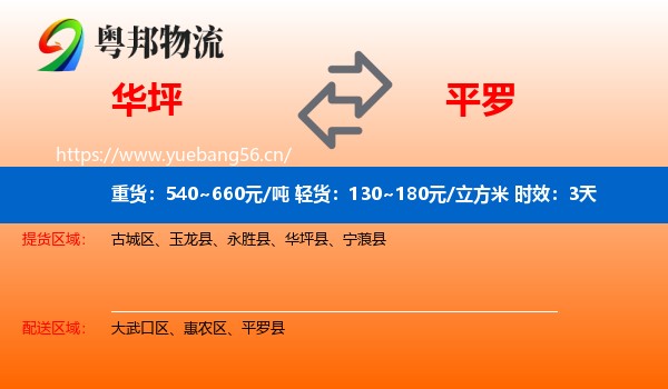 华坪到平罗县物流专线名片