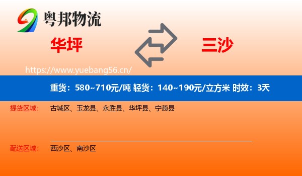 华坪到三沙物流专线名片