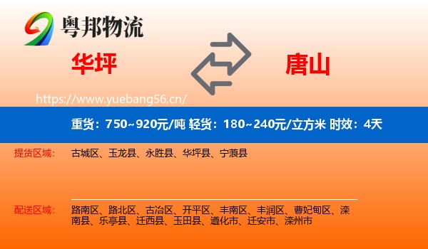 华坪到唐山物流专线名片