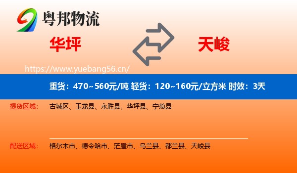 华坪到天峻县物流专线名片