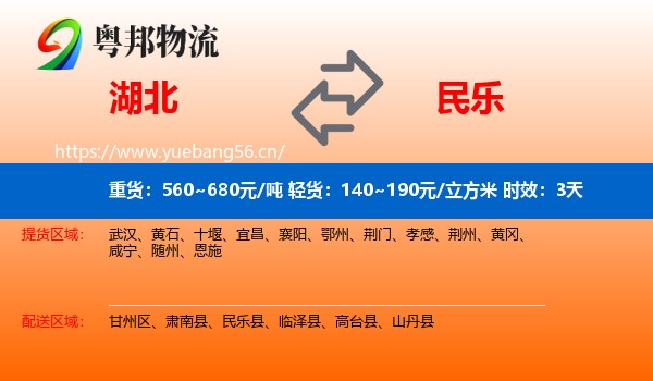 湖北到民乐县物流专线名片