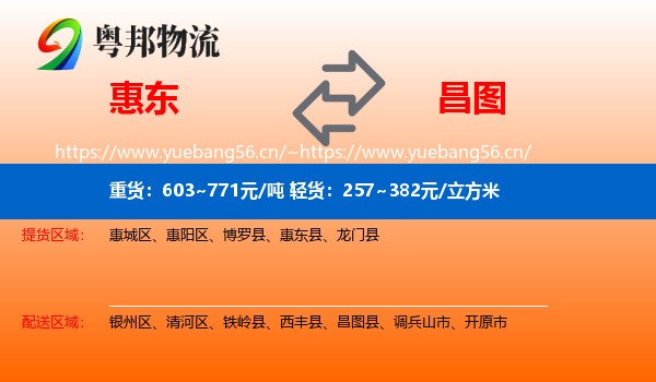 惠东到昌图县物流