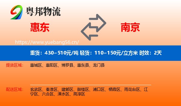 惠东到南京物流专线名片