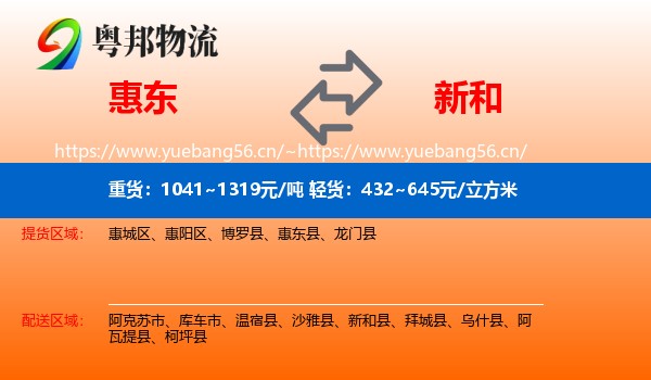 惠东到新和县物流