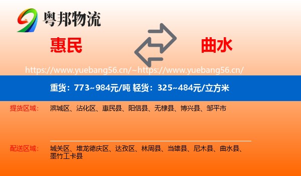 惠民到曲水县物流