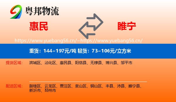 惠民到睢宁县物流