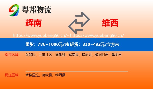 辉南到维西县物流