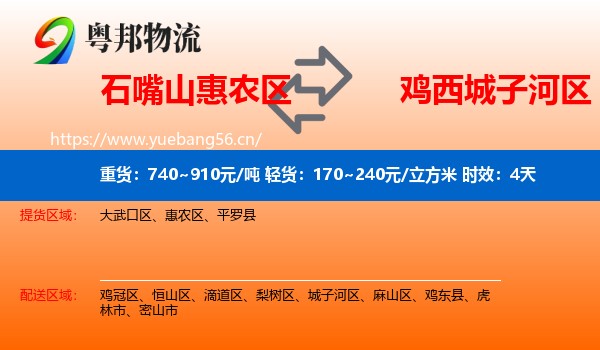 石嘴山惠农区到城子河区物流 石嘴山惠农区到城子河区物流专线名片
