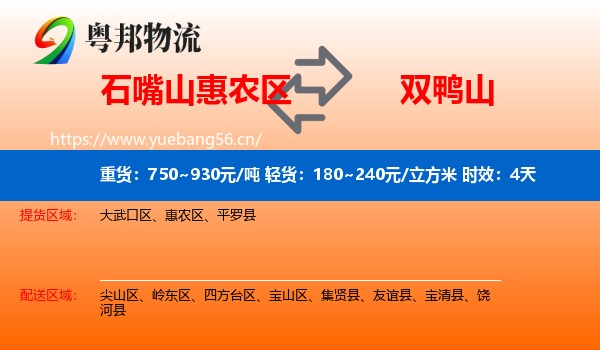 石嘴山惠农区到双鸭山物流专线名片