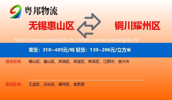 无锡惠山区到耀州区物流