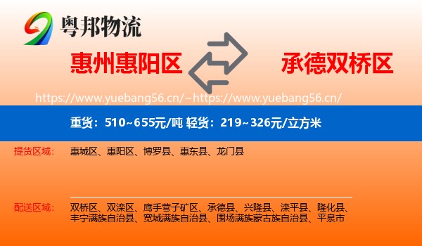 惠州惠阳区到双桥区物流