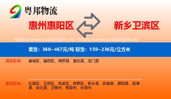 惠州惠阳区到卫滨区物流