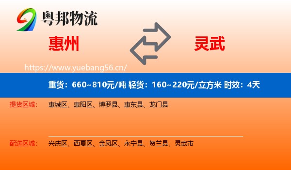 惠州到灵武市物流专线名片