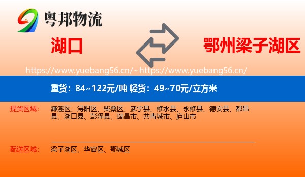 湖口到梁子湖区物流