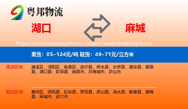 湖口到麻城市物流