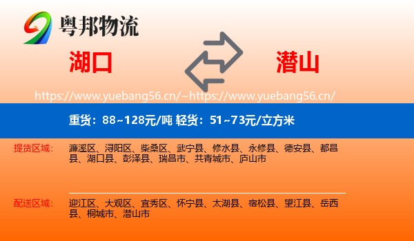 湖口到潜山市物流