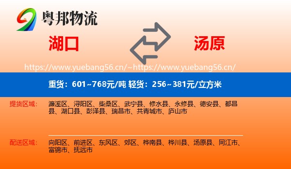 湖口到汤原县物流