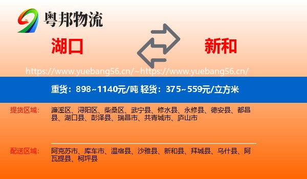 湖口到新和县物流