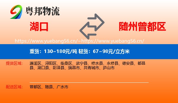 湖口到曾都区物流