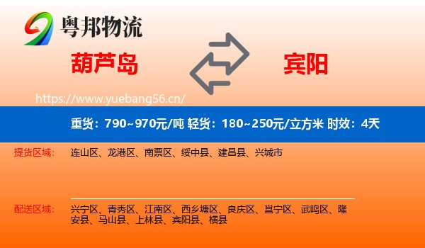 葫芦岛到宾阳县物流专线名片