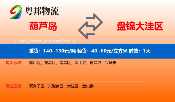 葫芦岛到大洼区物流 葫芦岛到大洼区物流专线名片