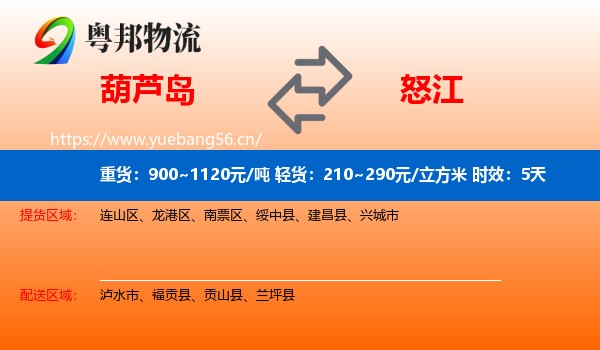 葫芦岛到怒江物流 葫芦岛到怒江物流专线名片