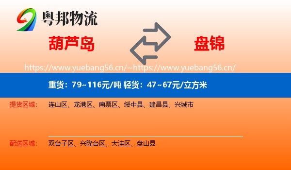 葫芦岛到盘锦物流