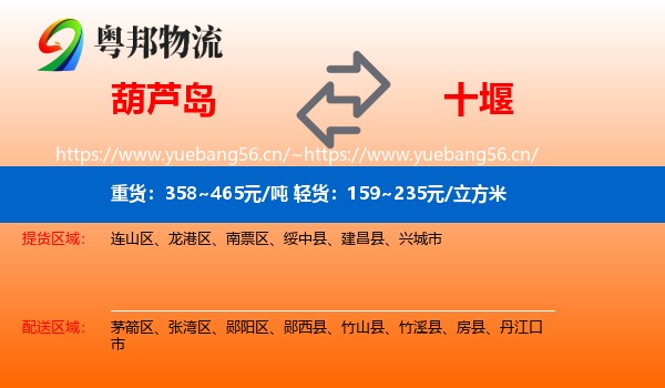 葫芦岛到十堰物流