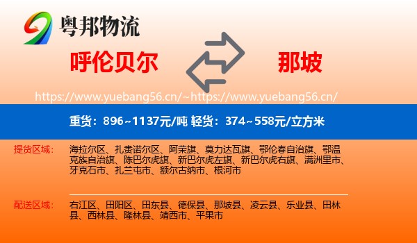 呼伦贝尔到那坡县物流