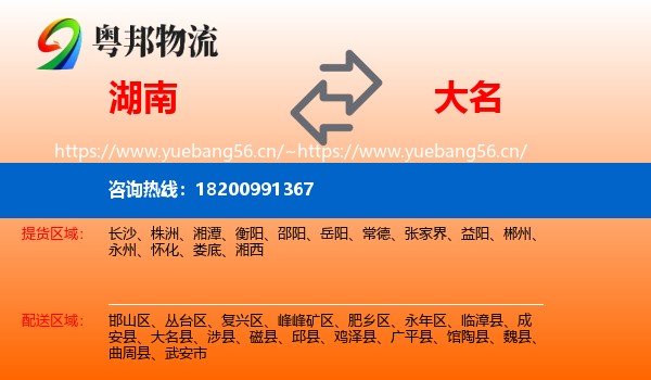 湖南到大名县物流