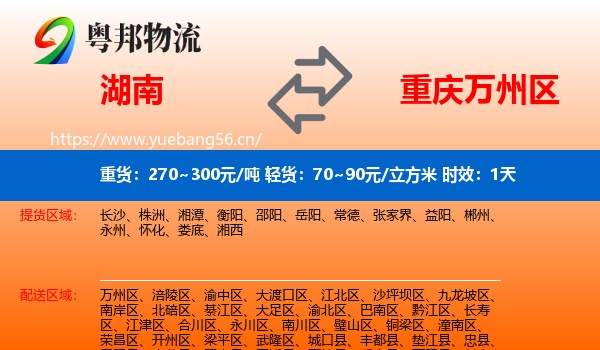 湖南到万州区物流专线名片