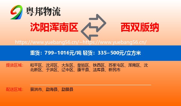 沈阳浑南区到西双版纳物流