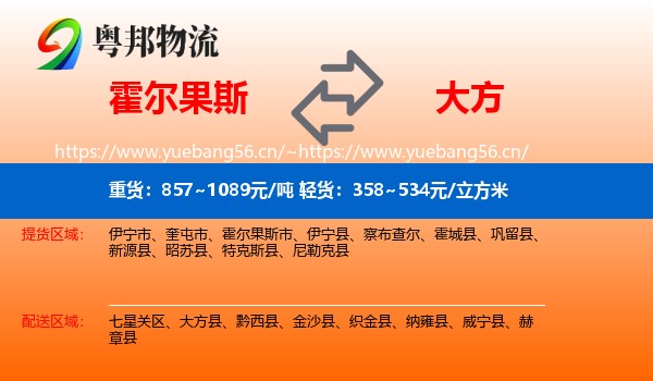 霍尔果斯到大方县物流