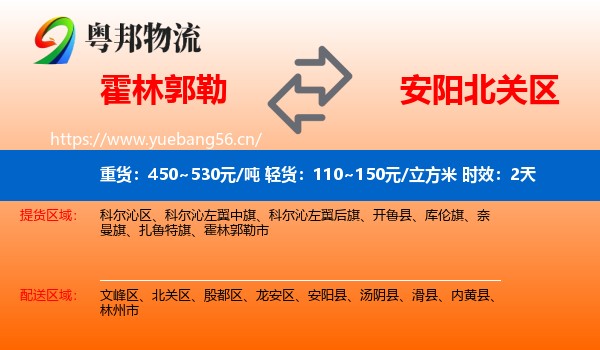 霍林郭勒到北关区物流专线名片
