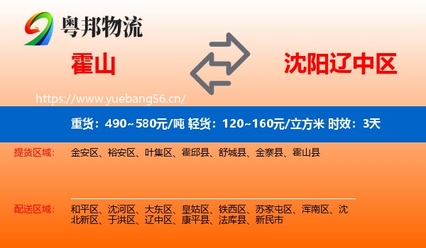 霍山到辽中区物流专线名片