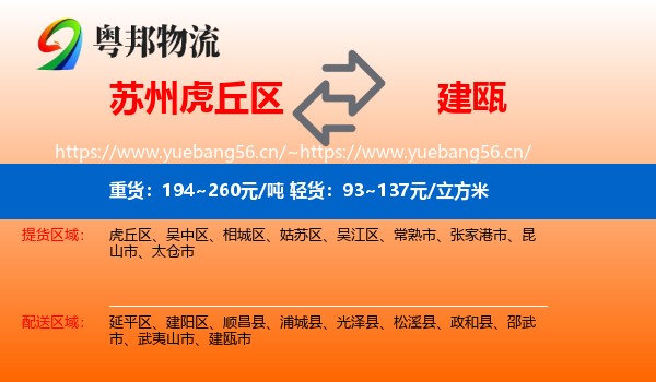 苏州虎丘区到建瓯市物流