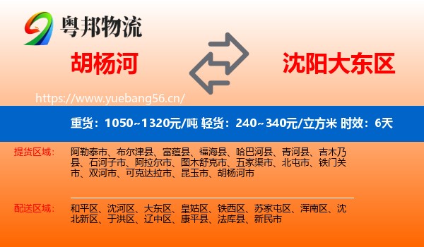 胡杨河到大东区物流专线名片