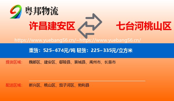 许昌建安区到桃山区物流