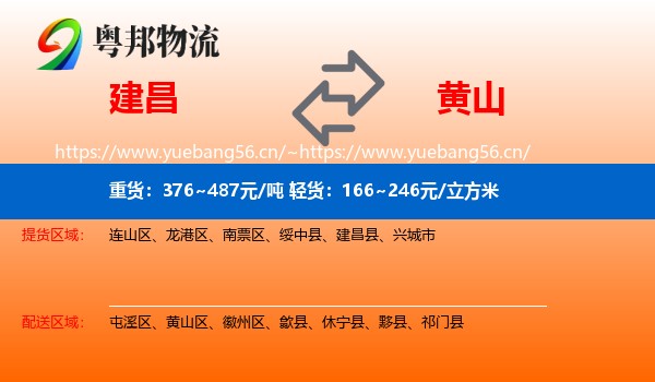 建昌县到黄山物流专线