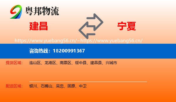 建昌县到宁夏物流专线