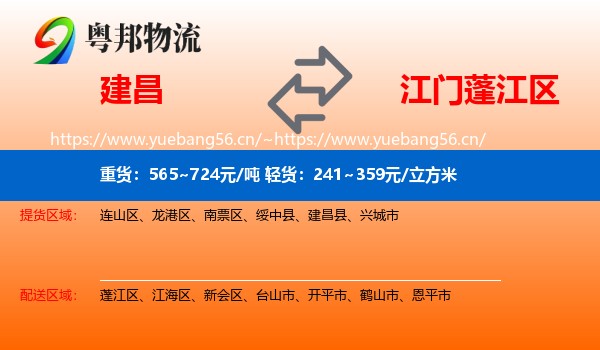 建昌到蓬江区物流