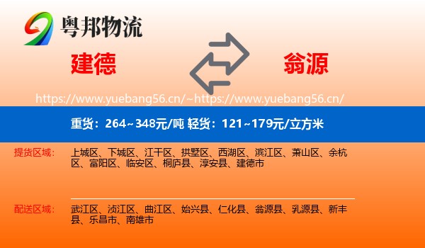 建德到翁源县物流