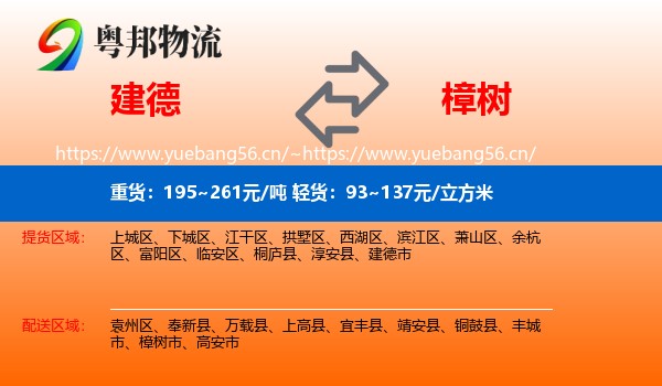 建德到樟树市物流