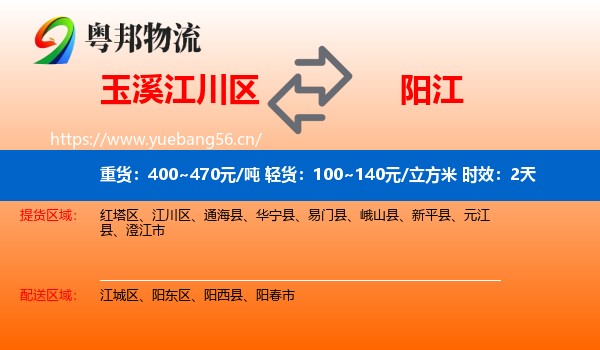 玉溪江川区到阳江物流专线名片