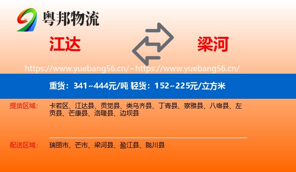 江达县到梁河县物流专线