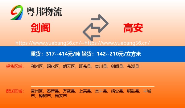 剑阁到高安市物流